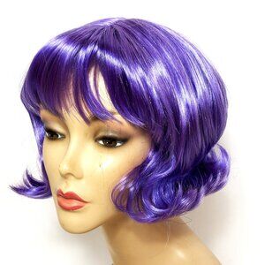 Pony Express Short Purple 60’s Flip Wig w/ Bangs New Old Stock Y2K NWT
